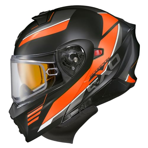 ScorpionEXO GT930 Cold Weather Adventure Snowmobile Modular Helmet Dual Pane Shield with Breath Box and Bluetooth Ready Speaker Pockets Modulus (Orange - X-Large)