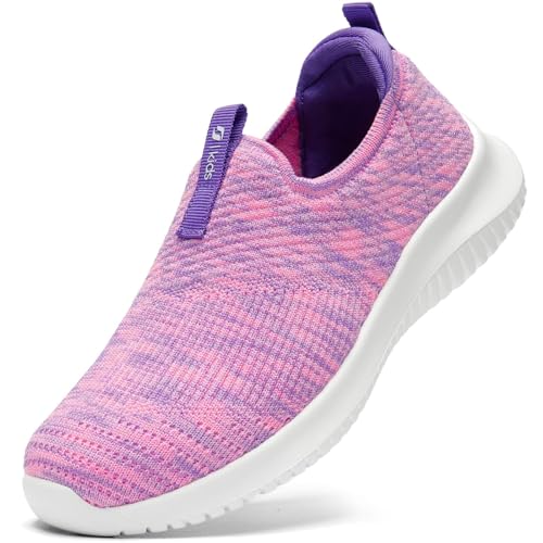 Stq Girls Sneakers Tennis School Girls Slip On Sneakers Athletic Gym Shoes Pink Purple Size 1 Little Kid cover