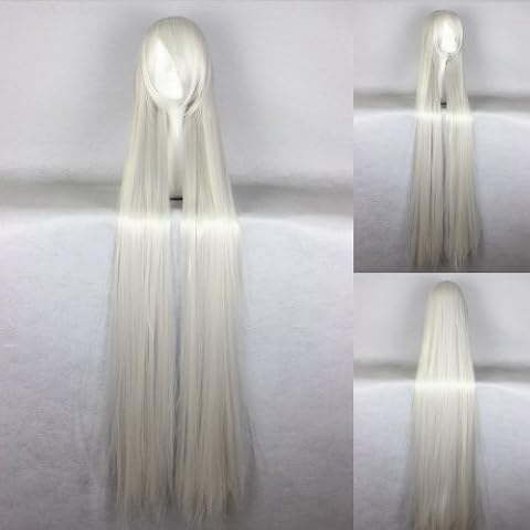 Ladieshair Cosplay Perücke grau 150cm glatt Cover