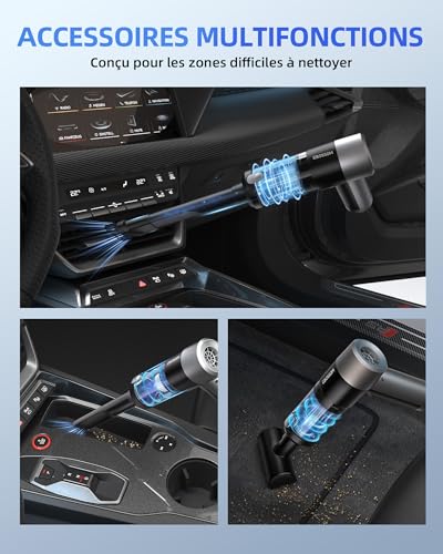 Image of Mini Car Vacuum with 17000Pa High Power Suction,Portable Handheld Vacuum Blow & Suction,4 in 1 Cordless Small Vacuum Cleaner for Car,Home,Office,PC.Air Duster for Quick Cleaning of Small Areas