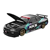 TimeMicro x Cool Art 1:64 JDM Diecast Drift Car Collection – Collector Models with Display Base & Acrylic Case – Initial D, AE86 Trueno, RX-7, Supra A80Z, GT-R R34/R32, Porsche RWB (GTR_R34_HKS)