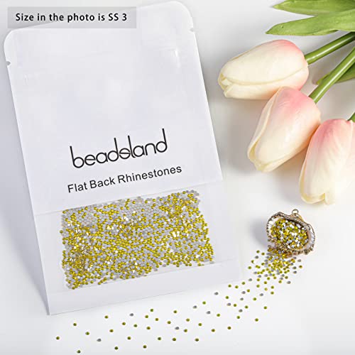 Image of Beadsland 2880pcs Flat Back Crystal Rhinestones Round Gems for Nail Art and Craft Glue Fix,Lemon Yellow,SS3,1.2-1.4mm | Flatback Glass Gems, 1.2-1.4mm, for Nail Art Craft, Glue Fix,Citrine