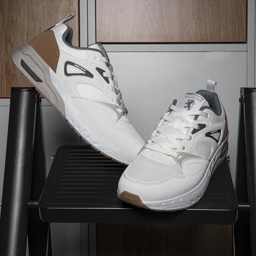 Image of Red Tape Men's Sneakers White Grey Pu Mesh Round Lace-Up