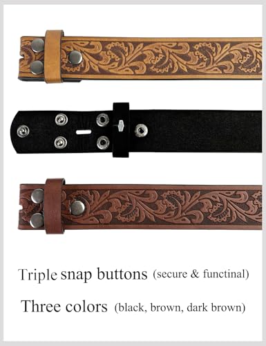TOPACC 2 Pack Western Belts for Men Women Without Buckle Cowgirl Cowboy Belt Strap 1.5"2