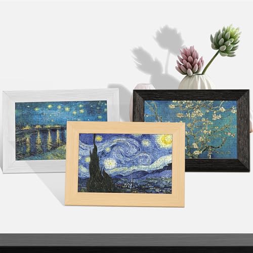 Rompecabezas Kaleidomini de 108 piezas para adultos - Serie de pinturas al óleo de Van Gogh (La noche estrellada, Floración de almendros, Noche estrellada sobre el Ródano), 3 paquetes, rompecabezas miniatura de 6 x 4 pulgadas miniatura 6