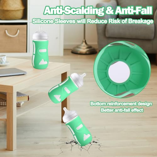 BUSOHA 4 Pack Silicone Sleeves for Avent Baby Bottles - Anti Breakage Baby Bottle Holder for Avent Natural Glass Baby Bottles,Compatible with Avent Baby Bottle,8oz