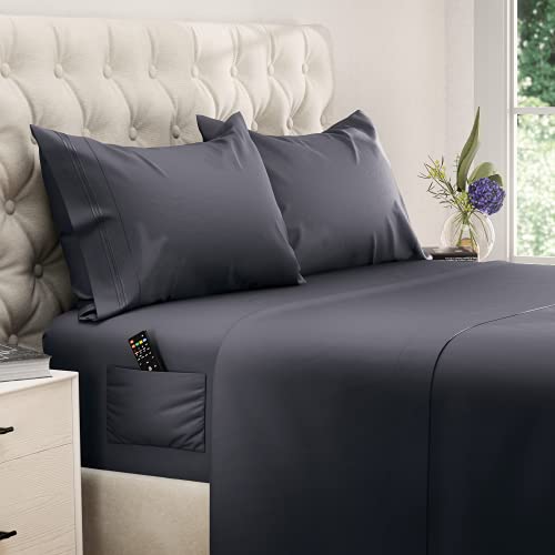 Extra Deep Pocket Sheets Set Microfiber Sheet Set Bed Sheet Sets Microfiber Sheets Microfiber Bed Sheets - Cooling Sheets Cooling Bed Sheets Extra Deep Sheets Super Soft Sheets Queen Size, Dark Gray