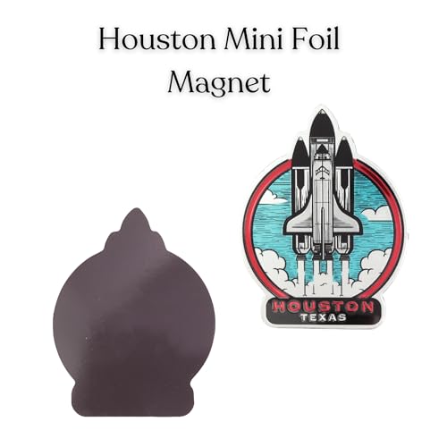 Imán decorativo metálico redondo Houston Texas 3.0 x 2.5 miniatura 4