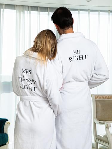 Jecery 2 Pcs His and Hers Robes Mr and Mrs Matching Robes for Couples Wedding Engagement Bridal Shower Christmas Gifts4