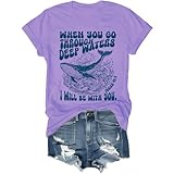 Photo Gallery maglietta grafica "when you go through deep waters i will be with you", motivo balena oceanica, viola chiaro, l Photo Gallery maglietta grafica "when you go through deep waters i will be with you", motivo balena oceanica, viola chiaro, l