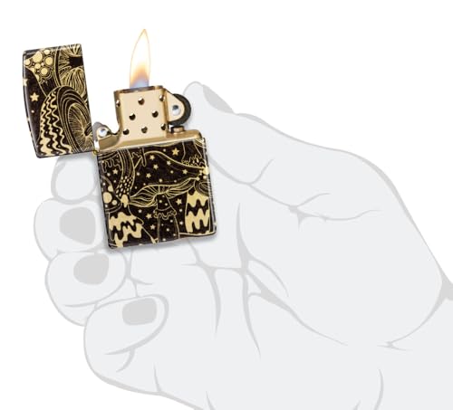 Encendedor de bolsillo Zippo Mushroom Drift latón bruñido miniatura 6