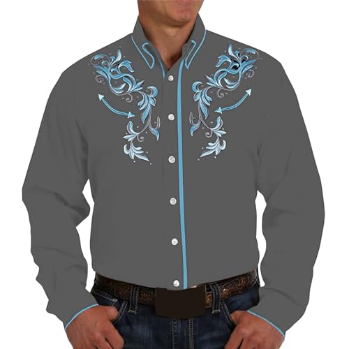 Chemise homme manches longues tendance look décontracté gris rétro