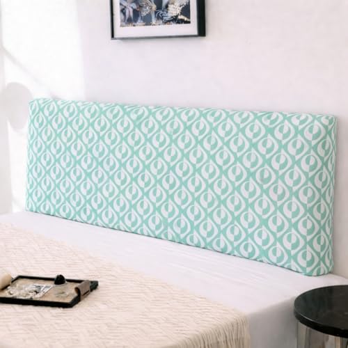 Image of HOMETHREADS Stretchable Lycra /Velvet Headboard Cover | Soft, Dust-Proof & Wrinkle-Resistant Bed Back Protector | Fits Leather, Wooden & Fabric Bedsides | for 6ft to 6.5ft Beds (Green, 178x65Cm)