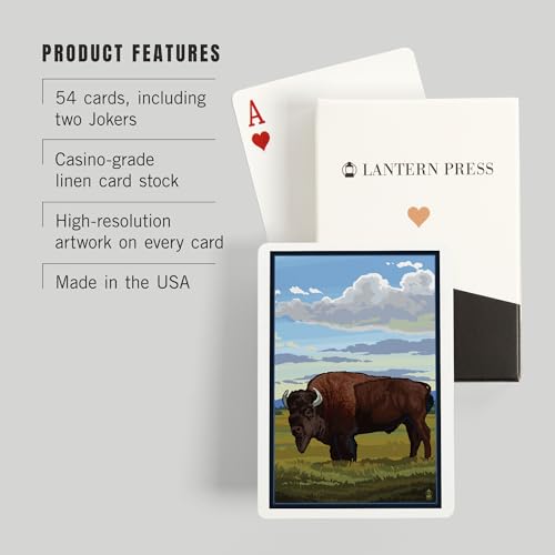 Lantern Press Bison en Campo, Baraja de 52 Cartas Póker miniatura 3
