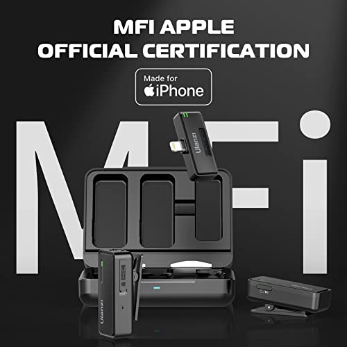 ULANZI Microfone de lapela sem fio UW-MIC 2,4 GHz para iPhone iPad, microfone plug-play 2 em 1 com e
