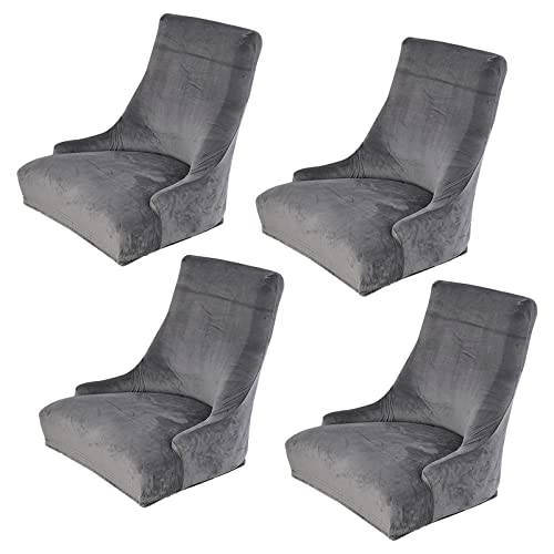 rismart Stretch Wingback Side Chair Covers Removable Spandex Seat Slipcovers for Armchairs Dark Grey 4 PCS