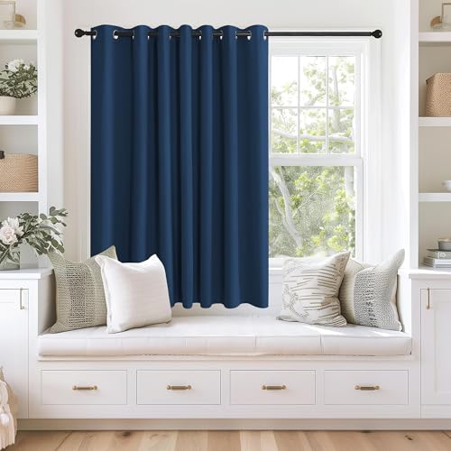 NICETOWN Blackout Curtains 63 inches Long for Living Room Bedroom, Grommet Thermal Insulated Room Divider Drape Window Treatment for Sliding Patio Door, W100 x L63, 1 Panel, Moroccan Blue