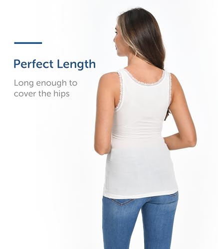 Comfneat Women's 3-Pack Sleepwear Lace Trim Tank Tops Stretchy Undershirts4