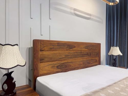 Image of Sheesham Wood Bed Without Storage, Solid Wood in Natural Finish, Modern Design | Single Bed - Mattress Size (78 inchx48 inch) | Bedroom Furniture | Without Mattress & Side Tables | Low Highted