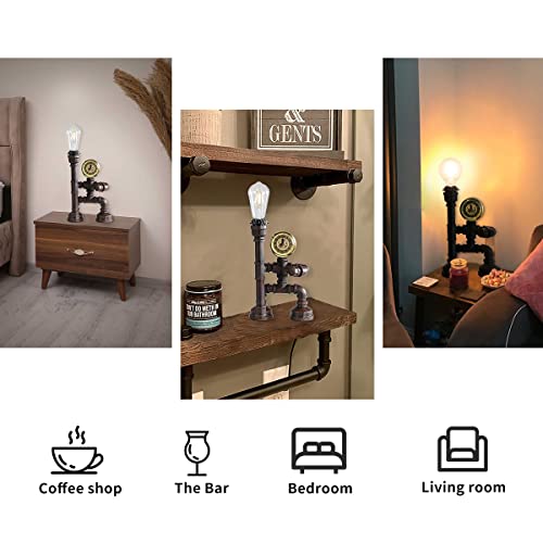 Kaj Hejmo Water Pipe Robot Style Tafellamp Vintage Industriële Tafellamp Steampunk Lamp IJzer Retro Nachtlampje voor… - Afbeelding 5