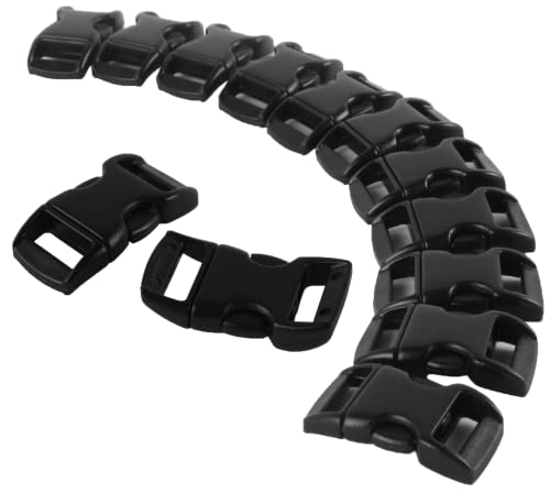 Grenhaven 20er Set Schwarze Steckschnallen aus robustem Kunststoff für 10mm Bänder, 29x15x5 mm Klickverschlüsse Hunde- und Katzenhalsbänder, Paracord Armbänder Steckschließer Rucksack