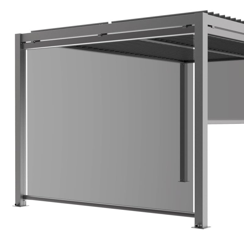 Store Latéral Rétractable en Aluminium, PVC et Polyester Gris Clair 270x218 cm pour Pergola Bioclimatique, 14 kg