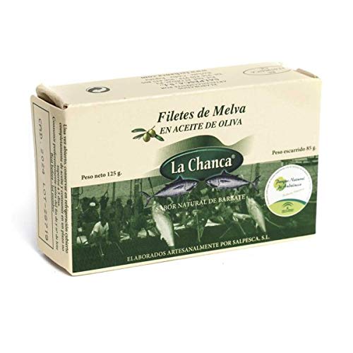 Filetes de melva de Almedraba en aceite de oliva lata 85 g neto escurrido