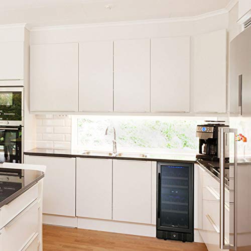 Newair Freestanding 28 Bottle Dual Zone Wine Fridge, French Door, Black Stainless Steel #TOP4