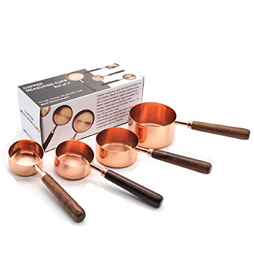Set de vasos medidores de acero inoxidable con mango de madera miniatura 7
