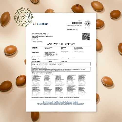 Veda Naturals® Arganöl (100ml) kaltgepresst – vegan – rein & natürlich (Argania Spinosa) aus Marokko – Laborgeprüft - Cosmos Natural certified