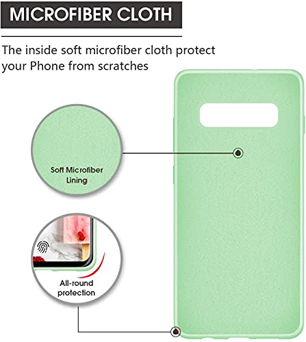 Image of DIZORO Liquid Silicone Case with Microfiber Coushioning Compatible for Samsung Galaxy S10 Shockproof Slim Back Cover, Gel Rubber Full Body Protection - Mint Green