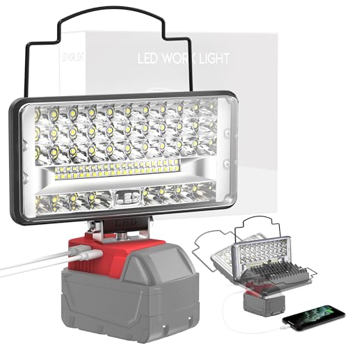 MtiolHig Cordless LED Work Light Compatible with Milwaukee 18V Battery - Flood Construction Light Emergency Portable for Work Shop | Car Repair | Outdoor - 145W 14500Lumen with USB & Type-C Charging