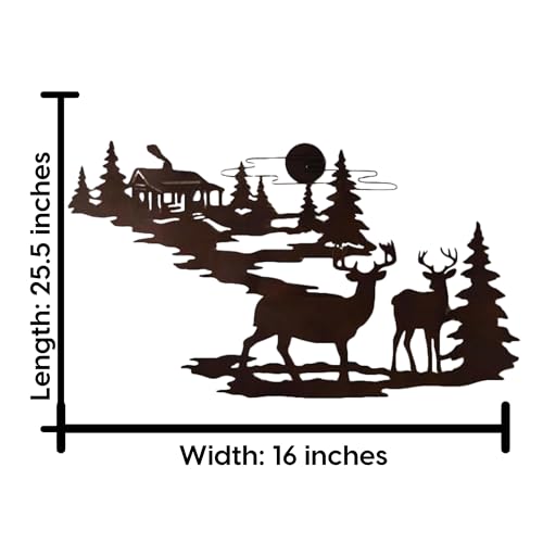 Metal-Wall-Art-Decor-by-Prime-Goods-Aesthetic-Room-Decor-Rustic-Retreat-Black-Metal-Wall-Decor-with-Woodland-Cabin-Deer-Great-Wall-Art-for-Living-Room-Bedroom-or-Outdoor-Living-Space Metal Wall Art Decor by Prime Goods Aesthetic Room Decor Rustic Retreat Black Metal Wall Decor with Woodland Cabin Deer Great Wall Art for Living Room Bedroom or Outdoor Living Space