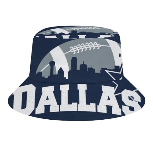 Generic Bucket Hat for Women Men Summer Sun Beach Fishing Cap Fisherman for Cowboy Football City - Skyline Star Cute Novelty Fans Graphic Navy
