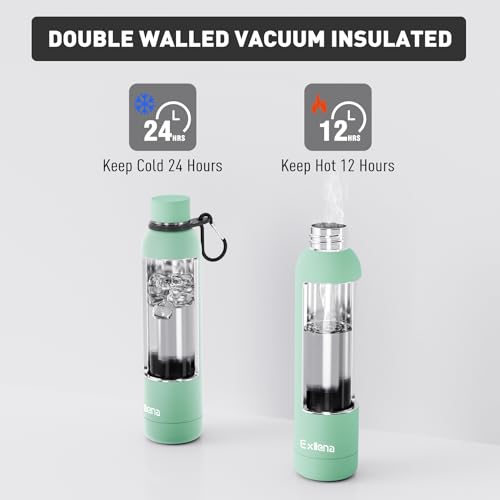 Exllena Insulated Water Bottles 750ml with Clip, Double Wall Vacuum Drinks Bottle Keeps Drinks Cold 24 Hrs/Hot 12 Hrs - Image 3