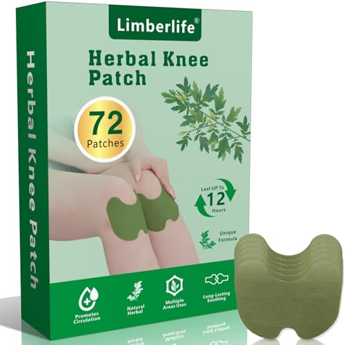 Limberlife Knee Pain Relief Patches, 72 Pcs Natural Relief Heat Knee Patch，Wormwood Knee Patches for Pain Relief，Warming Herbal Patches for Knee Neck Shoulder Pain Relief