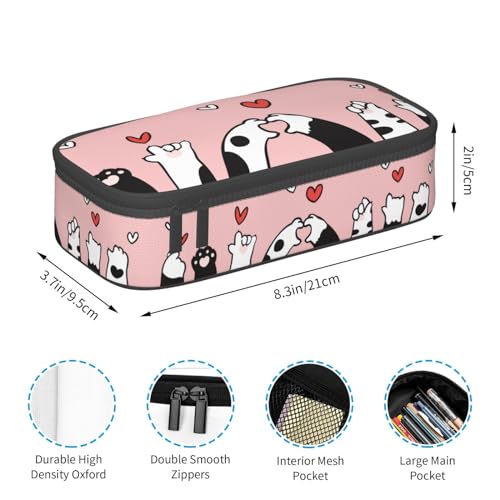 Image of Kawaii Cat Paw Large Pencil Case With Zipper Compartments Stationery Pencil Bag For Kids Teens Students School Supplies