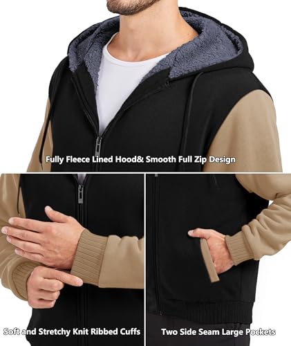 Image of GEEK LIGHTING Men's Fleece-Lined Zip Up Hoodie, Thick Hooded Jacket Winter Warm Athletic Sweatshirt