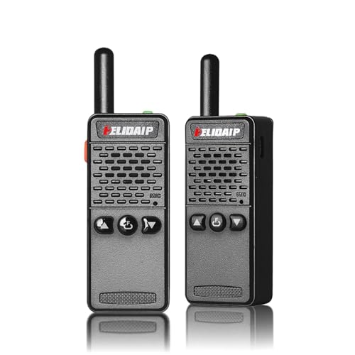 ELIDAIP T-M2 Mini Walkie Talkies for Adults,Long Range Two Way Radios 16 Channels,1100mAh,Small Walkie Talkie Rechargeable with Earpiece for Hiking Camping Family Trip Shopping mall (Black 2 Pack)