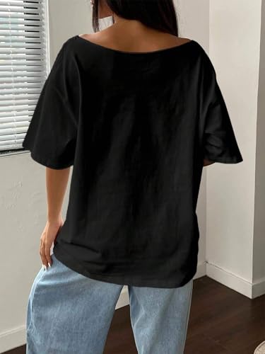 Image of SXV STYLE Women's Off Shoulder White T-Shirt with Pink Bow i am just a Girl Print