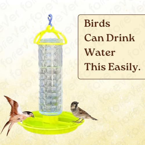 Image of FORREVER 2-in-1 Wild Bird Feeder & Waterer Combo - Hanging Green Feeder with Integrated Water Tray - Outdoor Bird Feeding Station for - Large Capacity & Easy to Clean (Combo)
