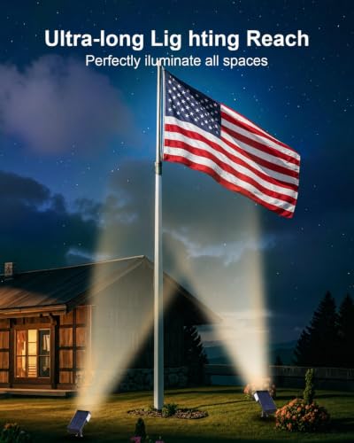 Image of 2 Pack Solar Spot Lights Outdoor Waterproof, 20 LEDs Bright Landscape Spotlights Dusk to Dawn, Warm White Adjustable Uplights for Yard Tree House Garden Wall Pathway, IP65