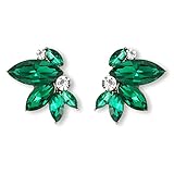 Emerald Green Crystal Stud Earrings Small Rhinestone Cluster Earrings Cute Sparkly Earrings for Women Girls Wedding Prom Party
