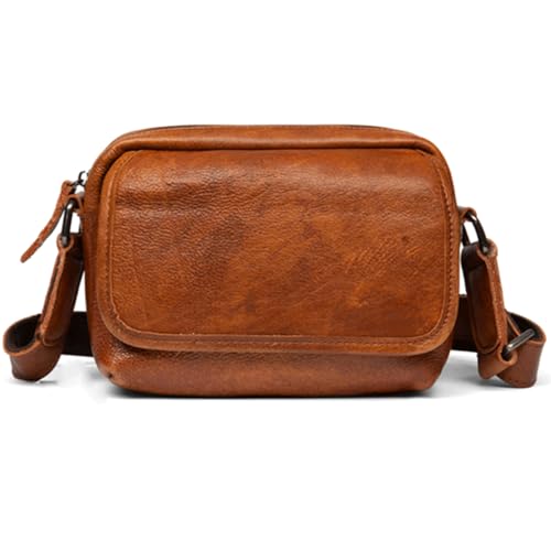 Backpack Stylish Vintage Leather Sling Bag - Versatile Chest Shoulder Backpack For Men | Convenient Cross-body Bags For Casual Day-pack | Trendy And Functional Design, Brown