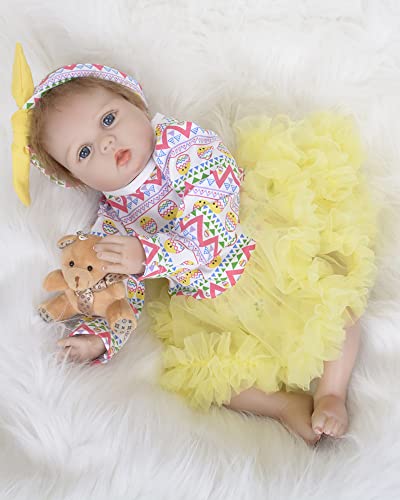 YNB 55 cm Reborn Babypuppen Mädchen Realistische Handgemachte Weiche Silikon Neugeborenes Baby Pflegetraining Lehrmittel – Bild 7