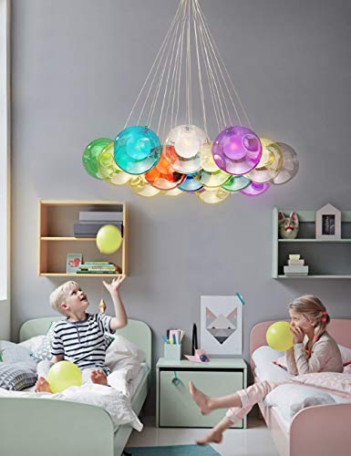BDS lighting 19 Burbujas Moderna Lámpara de Araña de Cristal Escalera de Bola Dormitorio Creativa Sala de Niños Luz Colgante Restaurante Burbuja Luz Vidrio Sala de Estar Tienda de Ropa Araña LED Cover