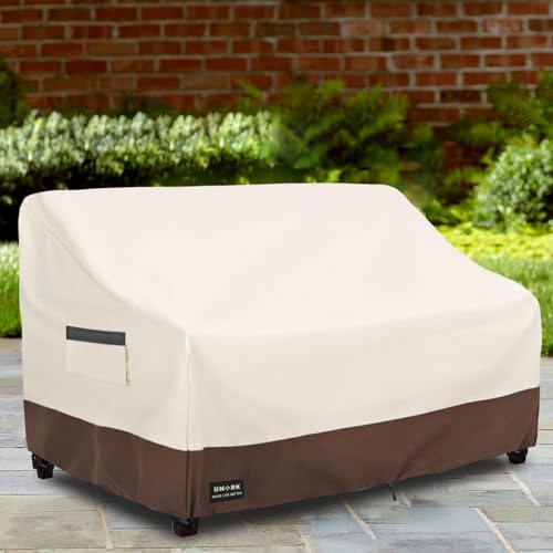 UNARK Outdoor 2-Seater Loveseat Cover, Waterproof Heavy Duty Patio Furniture Covers, 58W x 33D x 32H Inches Outdoor Couch Cover, Sofa Covers for Patio Furniture Waterproof, Beige and Brown by UNARK - Image 4