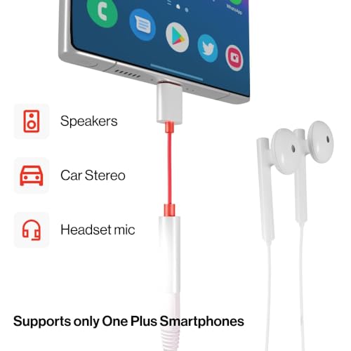Image of Red USB Type C to 3.5 mm Jack Audio Connector, Noise Cancelling Headphones Jack Converter Audio Adapter for 8T /8 /7 /7 Pro / 1+6 /1+6T and All-Pro Devices