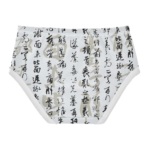 Little Girls' Soft Cotton Underwear Kids Breathable Comfort Chinese Calligraphy Panties Briefs Toddler2