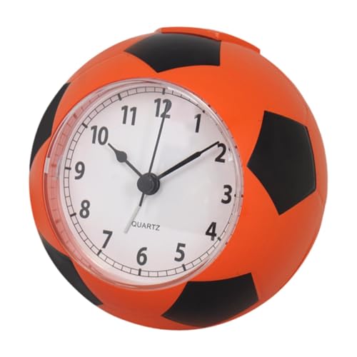 T Tooyful サッカーボール目覚まし時計 置き時計 電池式ポータブル卓上フットボール時計 静音 カラフル インテリア クロック 3d 立体 置時計 ボール ホームデコレーションベッドサイド 男の子 女の子用, オレンジ